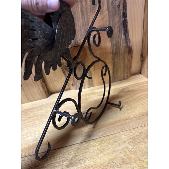 ROOSTER HOOK WALL IRON HANGER BROWN DECORATION - Picture 6 of 10
